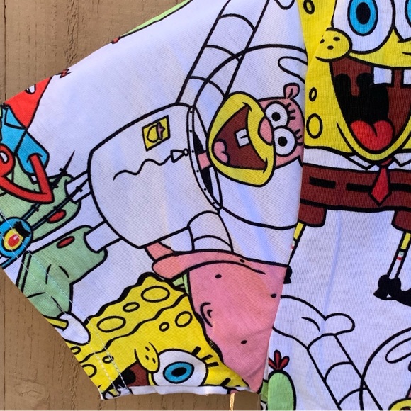 Nickelodeon SpongeBob Patrick Squidward All Over Print White T-Shirt S/M - D66 - Picture 6 of 7